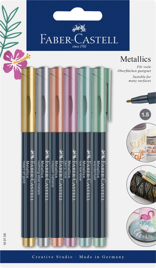 Faber Castell Metallic Tusser, 6 stk.